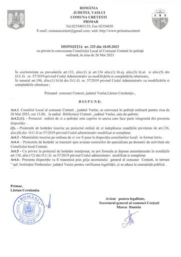 Dispozitia nr  225 2023