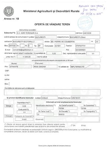 Oferta vanzare teren Agri terenuri