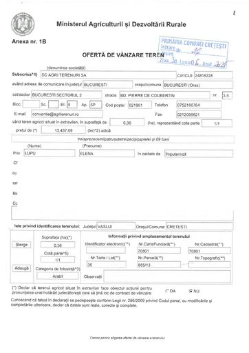 Oferta vanzare teren SC Agri Terenuri 3
