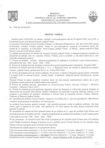 Proces verbal sedinta CL  Aprillie  2022