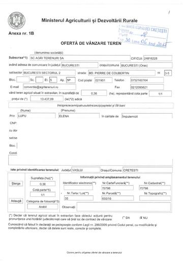 Oferta vanzare teren SC Agri Terenuri 2